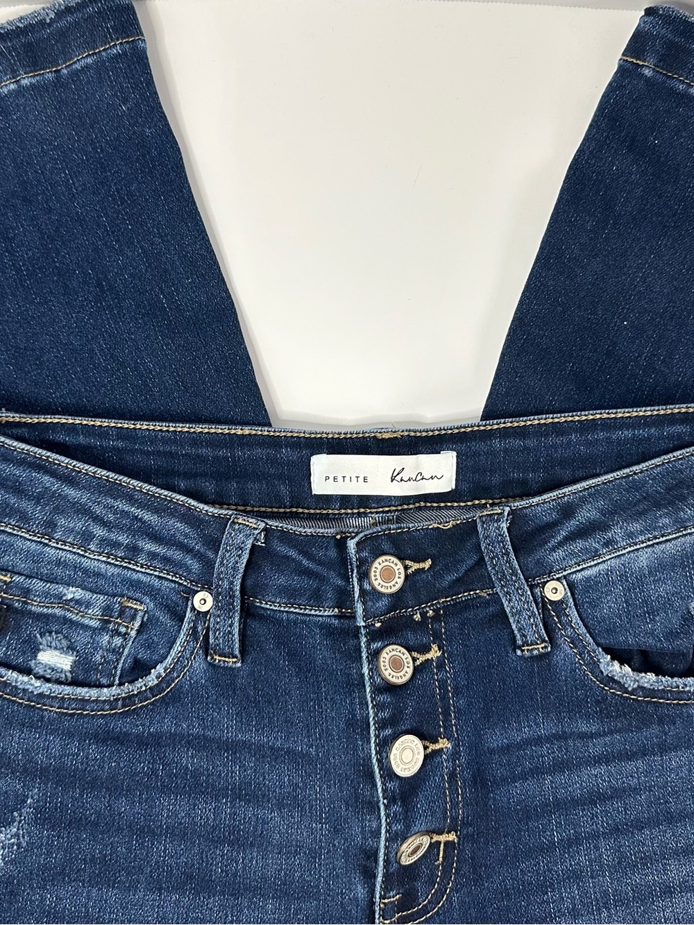 KanCan Dark Blue High-Rise Button-Fly Flare Jeans